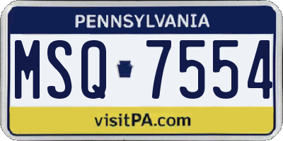 PA license plate MSQ7554