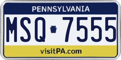 PA license plate MSQ7555