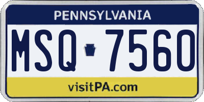 PA license plate MSQ7560