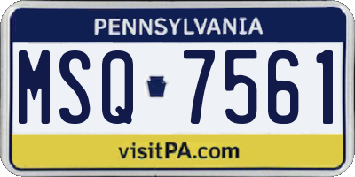 PA license plate MSQ7561