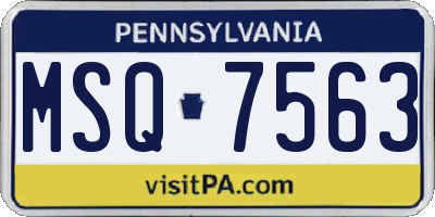 PA license plate MSQ7563
