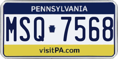 PA license plate MSQ7568