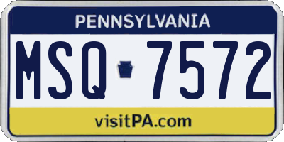 PA license plate MSQ7572