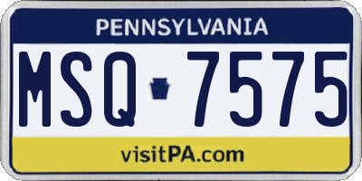 PA license plate MSQ7575