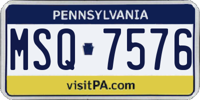PA license plate MSQ7576