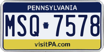 PA license plate MSQ7578