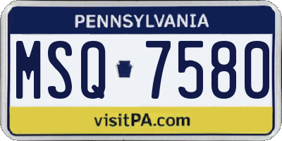 PA license plate MSQ7580