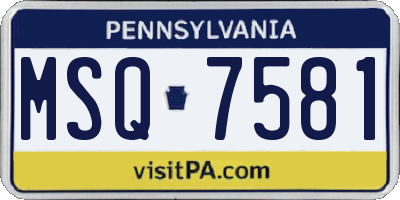 PA license plate MSQ7581