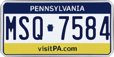 PA license plate MSQ7584