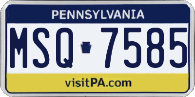 PA license plate MSQ7585