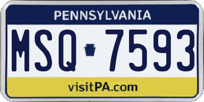 PA license plate MSQ7593