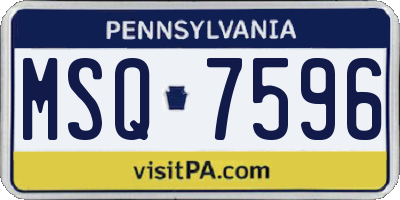 PA license plate MSQ7596