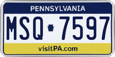 PA license plate MSQ7597