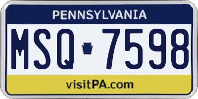 PA license plate MSQ7598