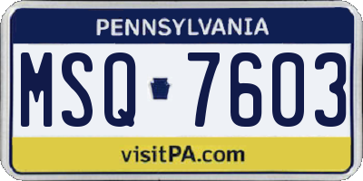 PA license plate MSQ7603