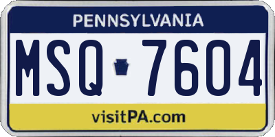PA license plate MSQ7604