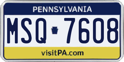 PA license plate MSQ7608