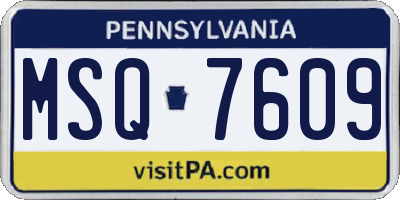 PA license plate MSQ7609