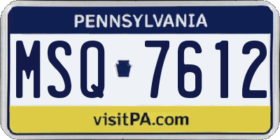 PA license plate MSQ7612