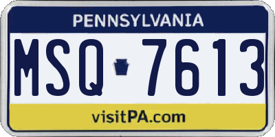 PA license plate MSQ7613