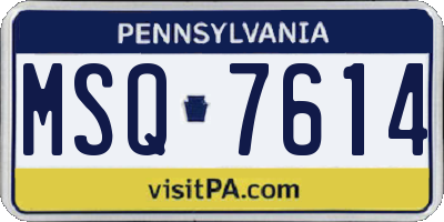 PA license plate MSQ7614