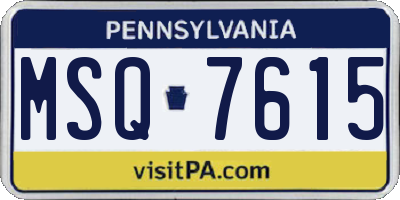 PA license plate MSQ7615
