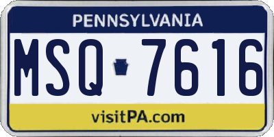 PA license plate MSQ7616