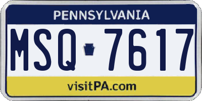 PA license plate MSQ7617