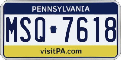 PA license plate MSQ7618