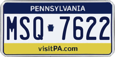 PA license plate MSQ7622
