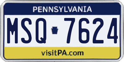 PA license plate MSQ7624
