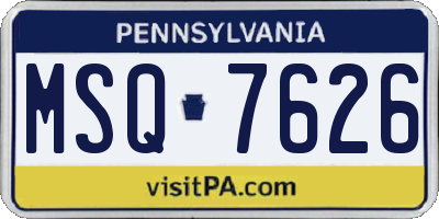 PA license plate MSQ7626