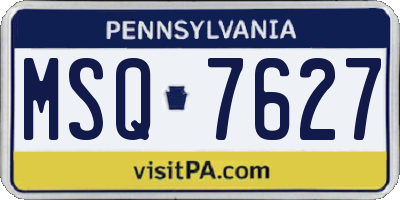 PA license plate MSQ7627
