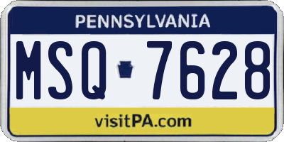 PA license plate MSQ7628