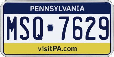 PA license plate MSQ7629