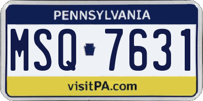 PA license plate MSQ7631
