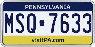 PA license plate MSQ7633