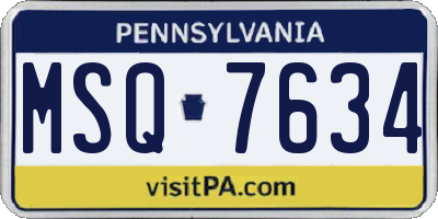 PA license plate MSQ7634