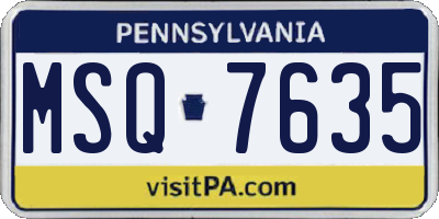 PA license plate MSQ7635