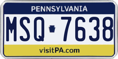 PA license plate MSQ7638