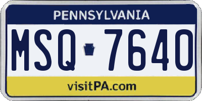 PA license plate MSQ7640