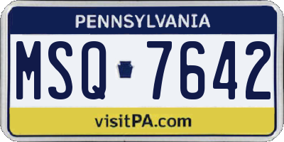 PA license plate MSQ7642