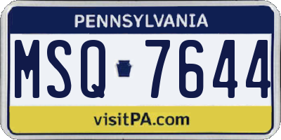 PA license plate MSQ7644