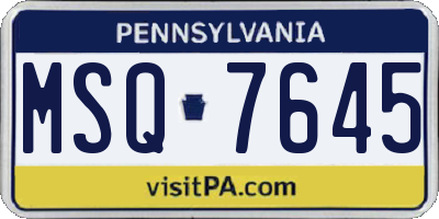 PA license plate MSQ7645