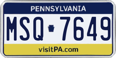 PA license plate MSQ7649