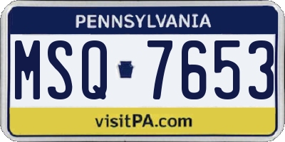 PA license plate MSQ7653