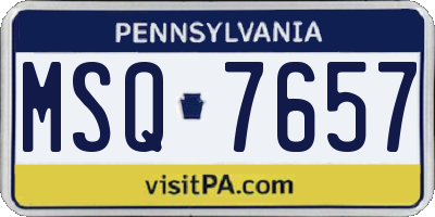 PA license plate MSQ7657