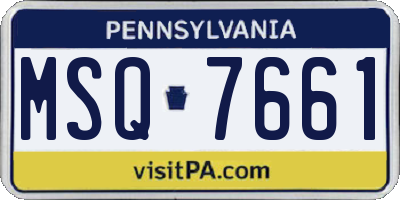 PA license plate MSQ7661