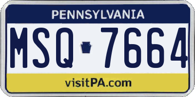 PA license plate MSQ7664