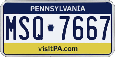 PA license plate MSQ7667